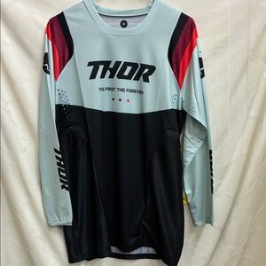 Thor Black, Gray and Red Long Sleeve MX Offroad Jersey